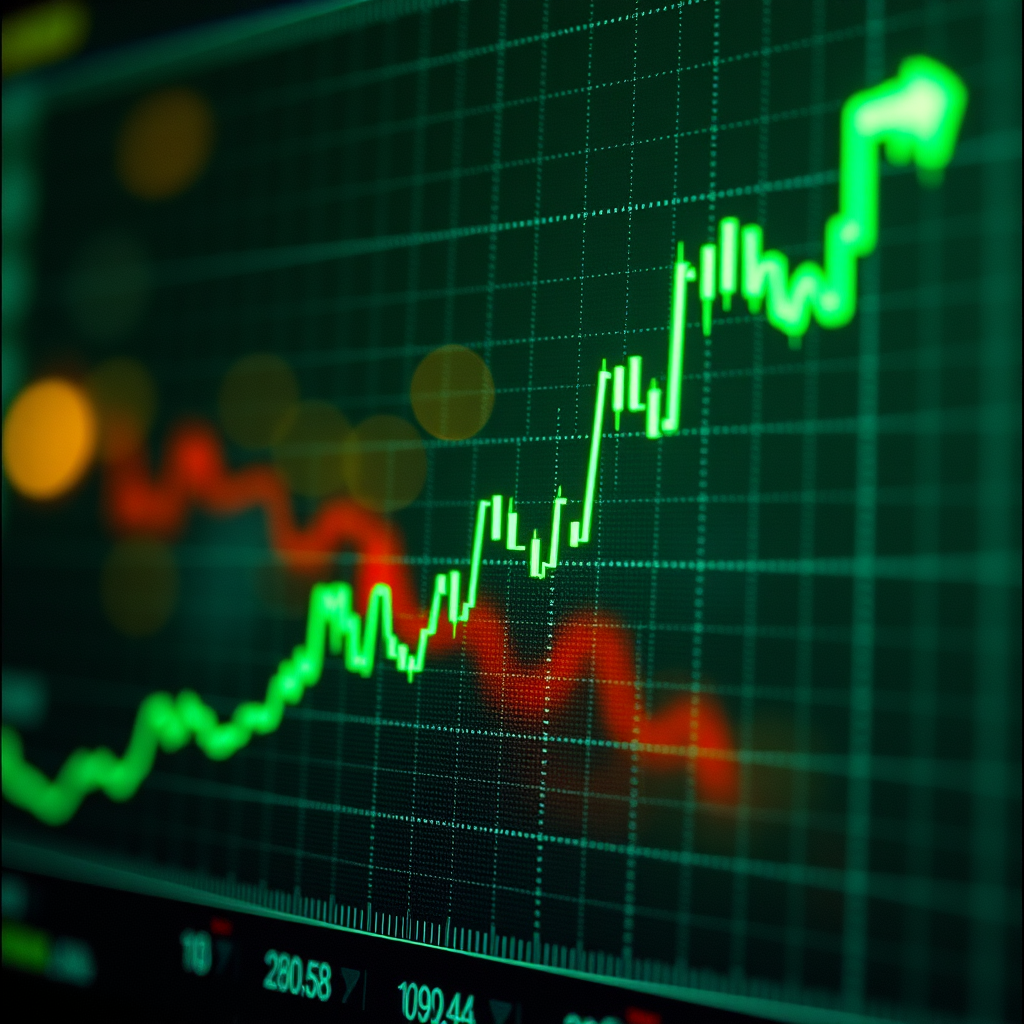 a financial chart only going up in green